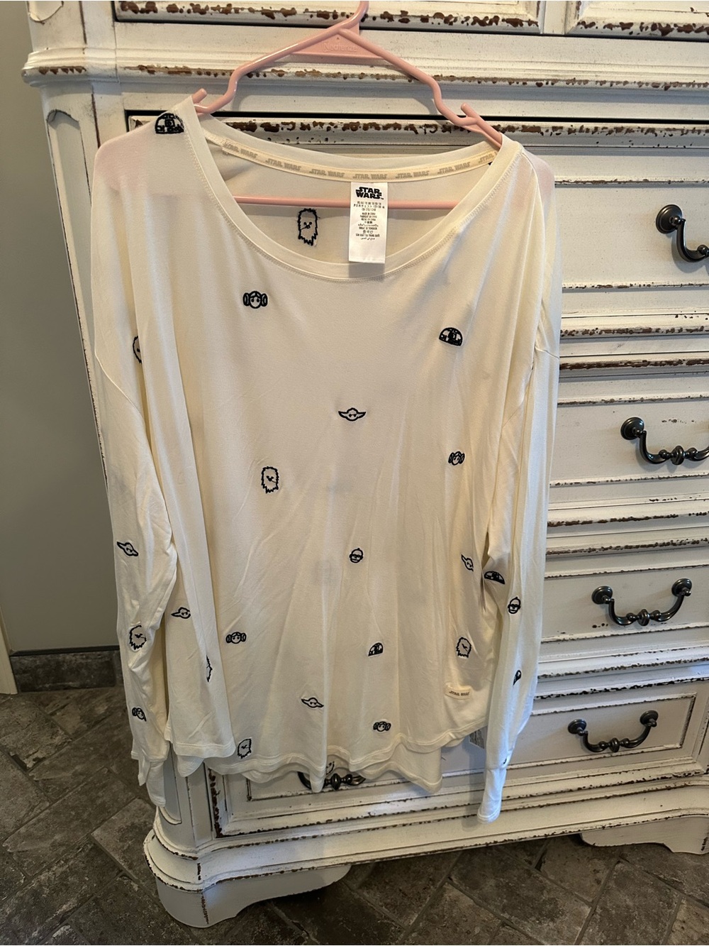 Star Wars Cream Shirt with Black Embroidered Icons
